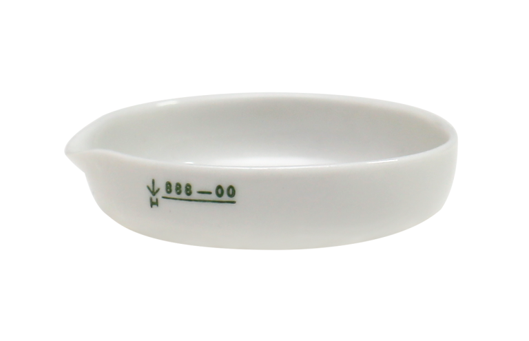 Evaporating Basin, Flat Bottom, with Spout, Glazed